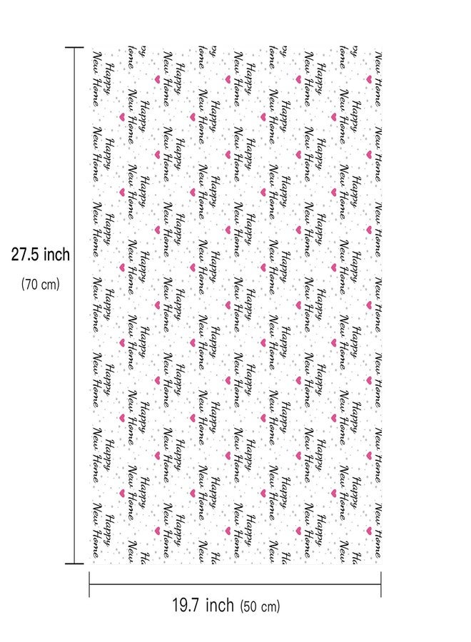 WRAPAHOLIC New Home Wrapping Paper Sheet - 6 Sheets Happy New Home with Pink Heart Design Folded Flat for Housewraming - 19.7 Inch x 27.5 Inch Per Sheet - Image 2